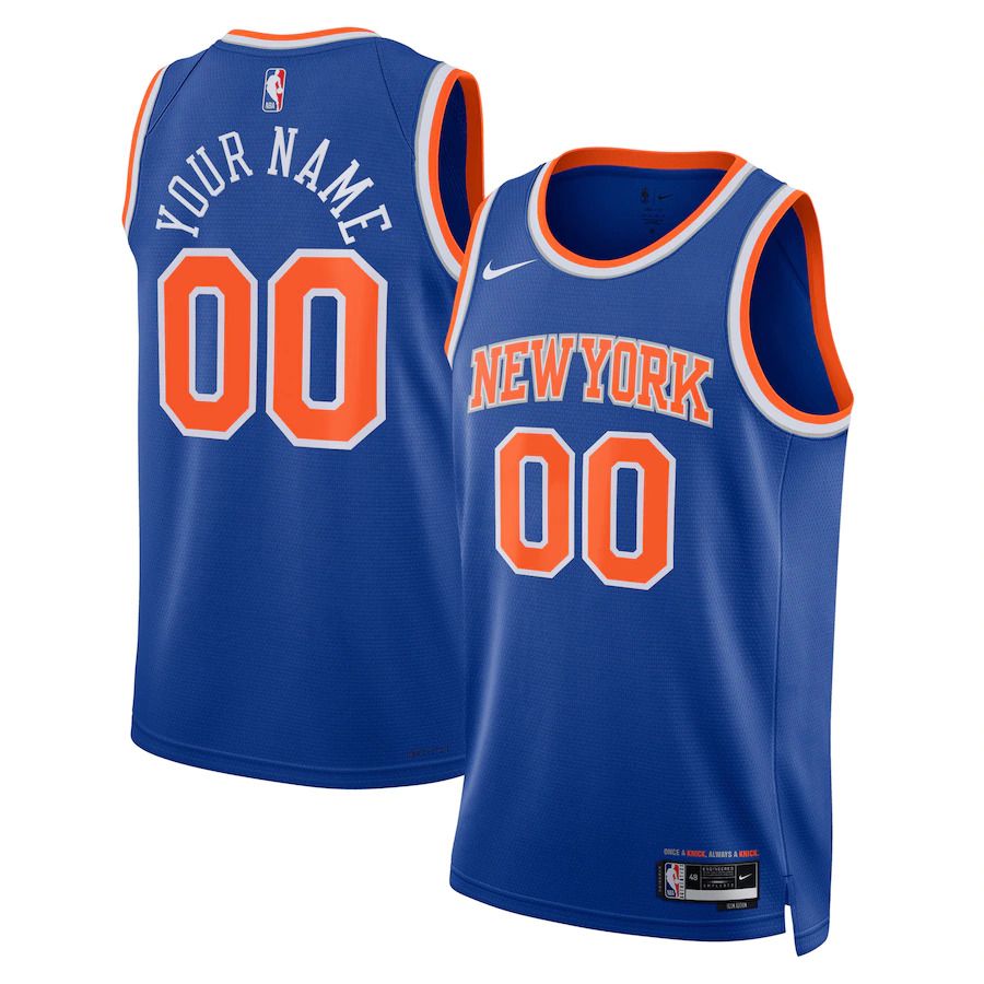 Men New York Knicks Nike Blue Icon Edition 2022-23 Swingman Custom NBA Jersey